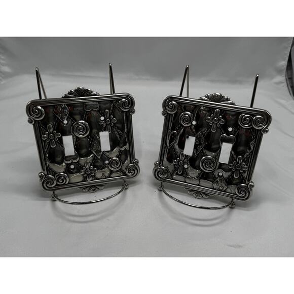 Brighton Set Of 2 Heart Wall Light Switch plate cover Silver Color Rare - Picture 2 of 8